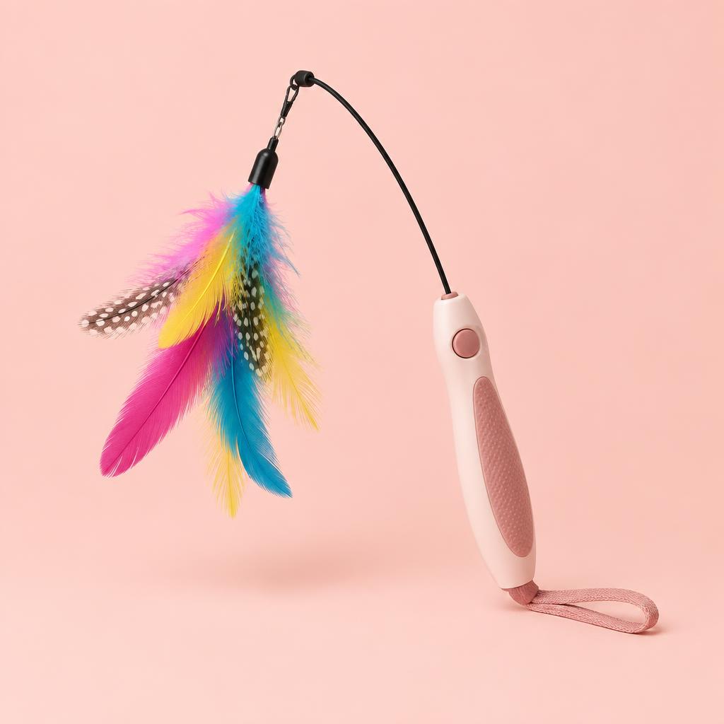 Interactive Feather Wand Cat Toy